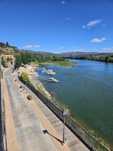 a view of a river from a bridge at River Ebro Apartments in Móra d'Ebre