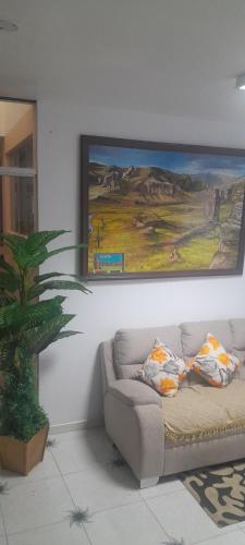Χώρος καθιστικού στο Hotel Reyna