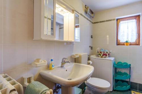 a bathroom with a sink and a toilet at Apartmani Ivo in Martinšćica