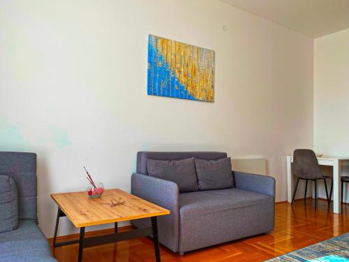 a living room with a couch and a table at Apartment Sova in Tivat