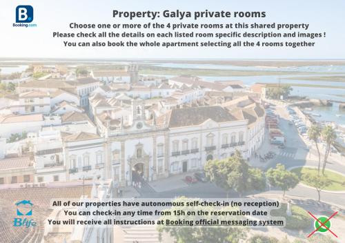 een screenshot van een flyer voor een hotel met een gebouw bij BLife Galya private rooms in Faro