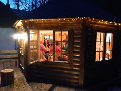 a group of people in a dog house with lights at NatureZenKota in Mittlach