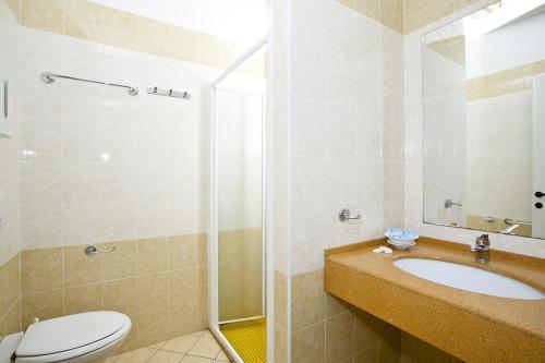 チェゼナーティコにあるHotel Adria Beach Clubのバスルーム(トイレ、洗面台、シャワー付)