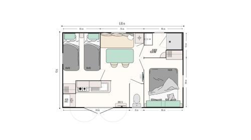 a house with a viewfloor plan at Camping La Saline d'Arc et Senans in Arc-et-Senans
