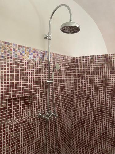 a shower with a shower head in a bathroom at Domaine du Couvent de Saint Julien in Bonifacio