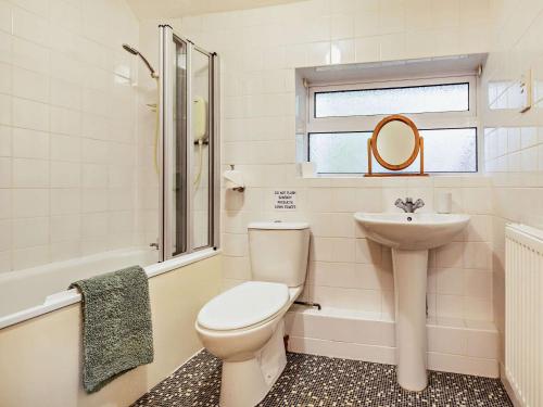 a bathroom with a toilet and a sink at 1 Bed in Combe Martin PARSC in Berrynarbor