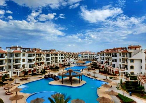 arial view of a resort with two pools at Sharm Hills Resort in Sharm El Sheikh
