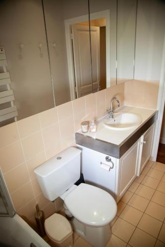 une salle de bain avec toilettes et lavabo dans l'établissement Arc de Triomphe Chic Room, à Paris