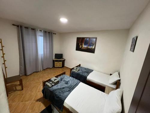 Habitación de hotel con 2 camas y TV en Necaj Apartment, 