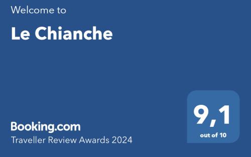 Certificado, premio, señal o documento que está expuesto en Le Chianche