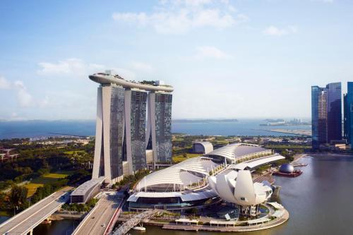an aerial view of a large building in a city at The Ritz-Carlton, Millenia Singapore in Singapore
