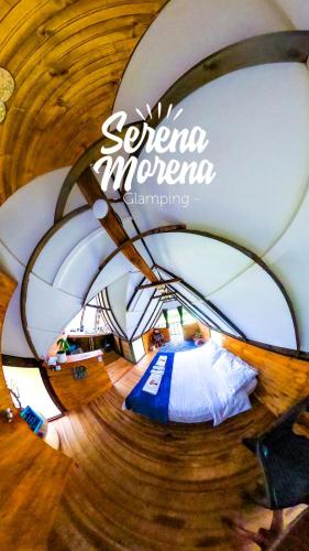 an overhead view of a bedroom in a dome tent at Glamping Chalet Deluxe cerca al centro de Villa de Leyva - By Serena Morena in Villa de Leyva