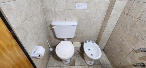 ベレンにあるAlbazul monoambienteの小さなバスルーム(トイレ、ビデ付)