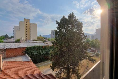 a tree sitting on the roof of a building at Apart dos ambientes - Macrocentro Salta in Salta