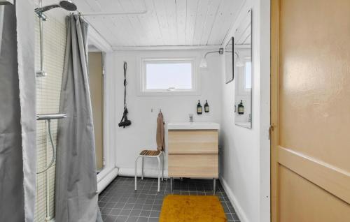 La salle de bains est pourvue d'un lavabo et d'une douche. dans l'établissement Beautiful Home In Or With Wifi, à Orø
