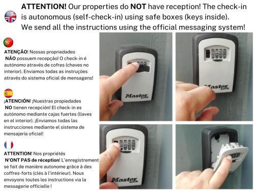 a collage of pictures of a hand holding a lightswitch at BLife Marya private rooms - Airport stay in Faro