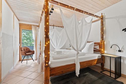 Postel nebo postele na pokoji v ubytování Industrial Loft am Pfaffenberg
