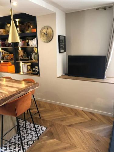 Μια τηλεόραση ή/και κέντρο ψυχαγωγίας στο Le Loft des Hospices : Centre/Parking/VueRiviere