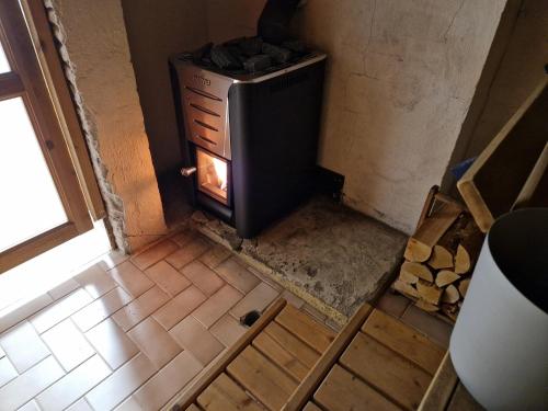 an overhead view of a stove in a room at Villa Kataja in Siuntio