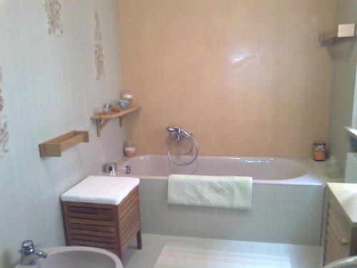 a bathroom with a tub and a toilet at Al 54 in San Giorgio Di Mantova
