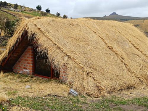 a haystack hut with a thatched roof at Chimborazo Basecamp in Chimborazo