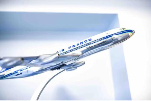 a model of an air france airplane on display at Aviatorloft in Neuwied