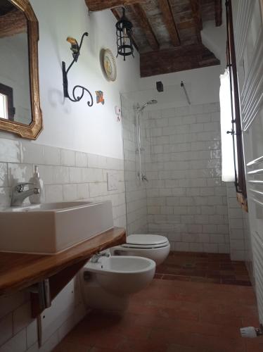 a bathroom with a sink and a toilet at Tenuta Torre Diana in Mordano
