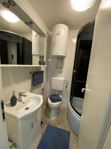 Baño pequeño con lavabo y aseo en Apartment Bilic en Split