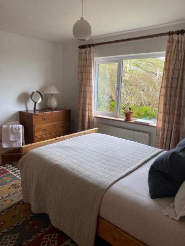 a bedroom with a large bed and a window at Furthest Point West in Galway