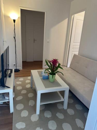 un salon avec un canapé et une table dans l'établissement APPARTEMENT T2 Place Carnot, à Romainville