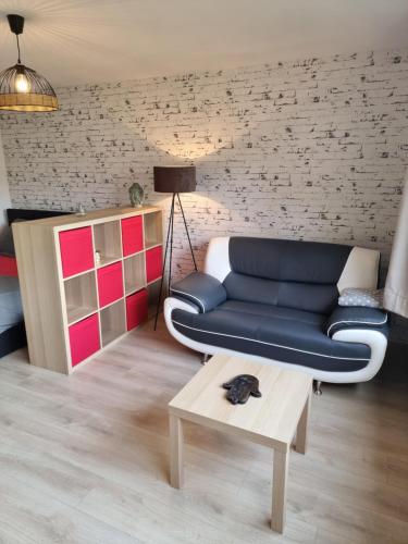 una sala de estar con un sofá y una mesa en Le Lumineux, en Rodez