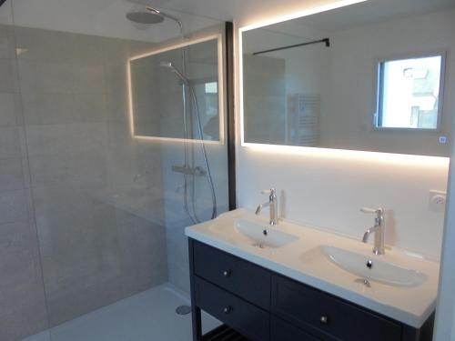a bathroom with a sink and a shower at Maison de tourisme Conleau in Vannes