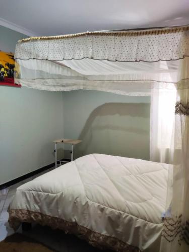 a bed with a canopy in a bedroom at VaanaKabod in Kampala