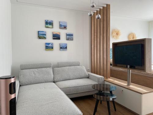 Una televisión o centro de entretenimiento en Seeblick 219