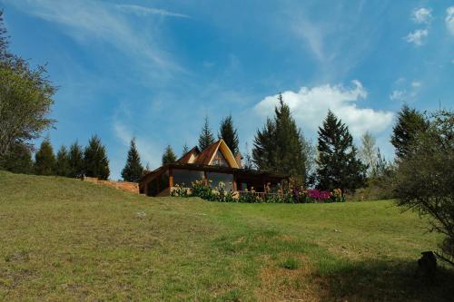 a house on a hill in a field at Alojamiento rural Chalet el Pinar en Ubaté-Guachetá, Cundinamarca in Ubaté