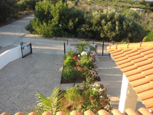 a garden with plants and flowers on a sidewalk at Nayia Paradise Villa! Best Villa in Cyprus in Paphos City