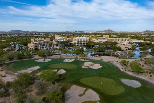 an aerial view of the golf course at the resort at JW Marriott Phoenix Desert Ridge Resort & Spa in Phoenix