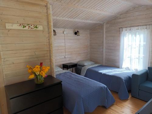 Salu summer cottage tesisinde bir odada yatak veya yataklar