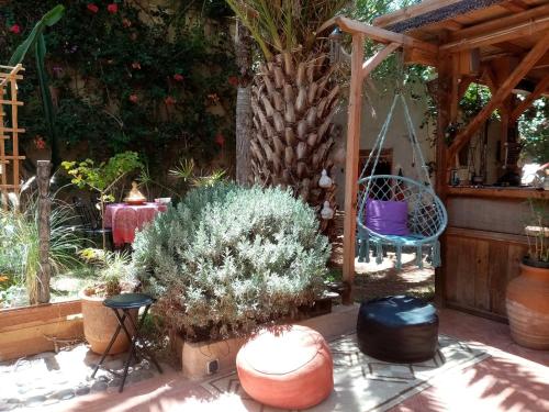 a garden with a swing and some plants at Janna d'Ifni in Sidi Ifni