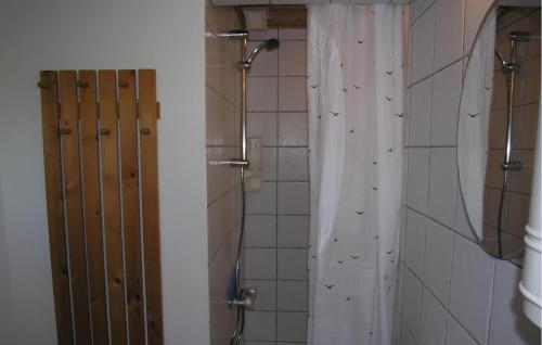 BagenkopにあるAnneksetのバスルーム(シャワー、シャワーカーテン付)
