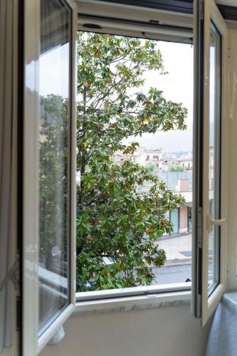 an open window with a view of a tree at Tom Luxury Home in Fondi