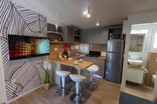 Kuchyň nebo kuchyňský kout v ubytování Adriakamp Mobilehome - Camp Soline