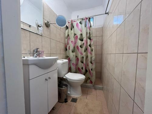 a bathroom with a toilet and a sink at Nonas House in Kanoni
