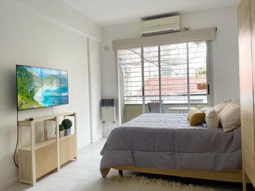 Cama o camas de una habitación en MOVISTAR ARENA - Departamento moderno, cómodo, luminoso - Hasta 3 huéspedes - Villa Crespo