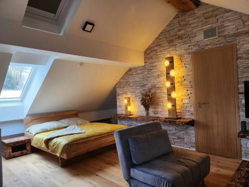 Postel nebo postele na pokoji v ubytování Krásný apartmán Refrino