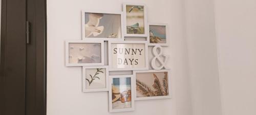 a collage of photos on a wall at Lo piset del Delta: Apartamento con piscina para 4 in L'Aldea