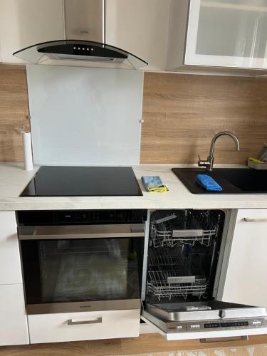 a kitchen with a dishwasher and a sink at Leo House - Porte de Versailles, Parc des expositions in Issy-les-Moulineaux