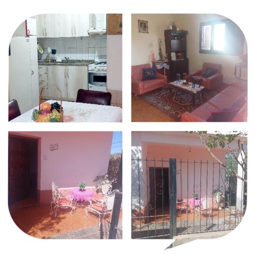 4 fotos de una cocina y una sala de estar en Hospedaje La Gringa en Tinogasta