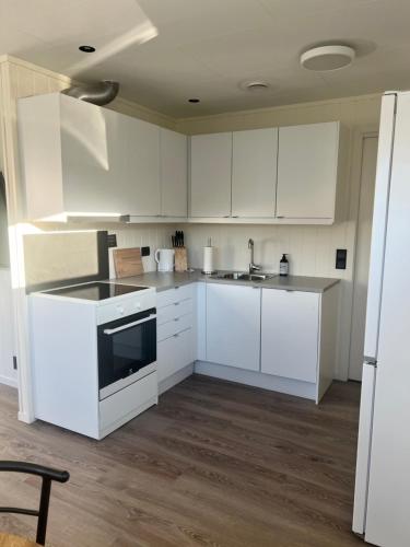 Η κουζίνα ή μικρή κουζίνα στο Kabelvåg city apartment