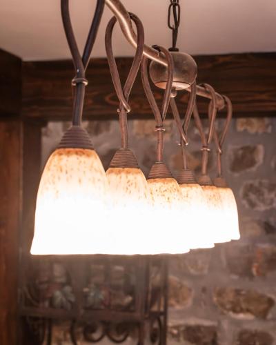 a chandelier with a light hanging from a ceiling at Historic Seafront Family Villa in Rafailovici
